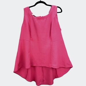 Torrid Size 0 (Large) Hot Pink Peplum Hi-Low Blouse Multimedia Bright‎ Zip Back